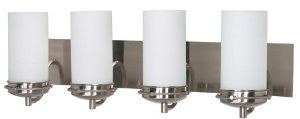 Nuvo Lighting 60/497 Polaris 4-Light Vanity with White Opal Glass Shade, Brushed Nickel