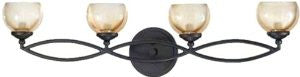 Triarch 25374 Retro Collection 4-Light Vanity Fixture, Bronze Finish with Champagne Tinted Glass
