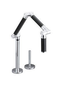 KOHLER K-6227-C12-CP Karbon Articulating Deck-Mount Kitchen Faucet with Black Tube, Polished Chrome