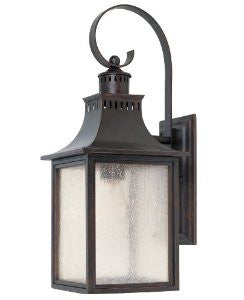 Savoy House Lighting 5-258-25 Monte Grande Collection 1-Light Outdoor Wall Mount 17.75-Inch Lantern, Slate with Pale Cream Seeded Glass