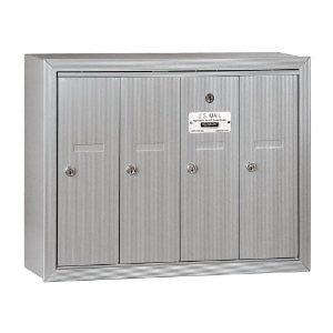 Salsbury Industries 3504ASU Surface Mounted Vertical Mailbox with 4 Doors and USPS Access, Aluminum