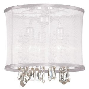 Organza Bling Polished Chrome & Crystal Semi Flush Fixture with a Shade