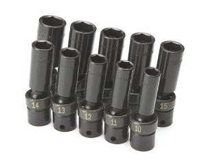 SK Hand Tools 33375 10-Piece 3/8-Inch Drive 6 Point Deep Swivel Metric High Visibility Impact Socket Set