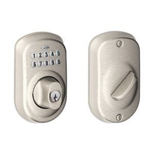 Schlage BE365 PLY 619 Plymouth Keypad Deadbolt, Satin Nickel