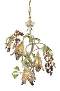 Artistic Lighting 86051 3-Light Chandelier In Seashell and Amber Glass