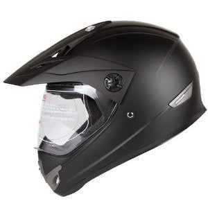 Flat Black Dual Sport Atv Utv Motocross Street Bike Hybrid Helmet DOT (M)