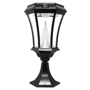 Gama Sonic Victorian Solar-Charged LED Lantern, Pier Base for Flat Mount, Black Finish #GS-94P