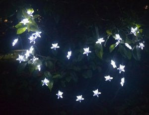 LED Star Lights String - Large White Star Shaped Covers - Solar Energy Battery Operated - Light up Holiday Christmas Tree and Outdoor - Twinkle Hanging Rope Lighting - With Garden Stake for Walkway and Patio with Lifetime Guarantee