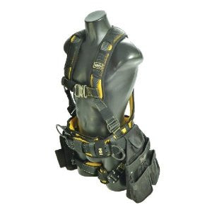 Guardian Fall Protection 21034 Cyclone Construction Harness with QC Chest/QC Leg/TB Waist Belt/Side D-Rings, Black/Yellow