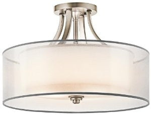 Kichler Lighting 42387AP 3 Light Lacey Large Semi Flush Ceiling Light, Antique Pewter