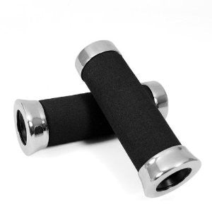 7/8" Motorcycle Chrome End Foam Handlebar Hand Grips for Honda CBR NSR RVF VFR VTR Yamaha FZ FZR TZR YZF Suzuki GSX-R RG SV TL Kawasaki GPZ Ninja ZX ZXR ZZR Ducati 1098 748 916 996 999 Aprilia RS RSV MV Agusta F4 Benelli Triumph Daytona 675