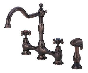 Danze D404557RB Opulence Two Handle Bridge Style Kitchen Faucet with Matching Brass Side Spray, Oil Rubbed Bronze