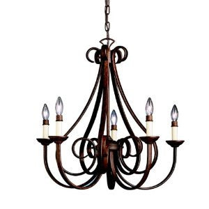 Kichler Lighting 2021NI 5 Light Dover Chandelier, Brushed Bronze
