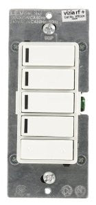Leviton VRCZ4-MRX Vizia RF + 4-Button Zone Controller with Switch For Multi-Location Scene Control with Infrared Remote Capability, White/Ivory/Light Almond