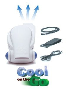 Cool On The Go - Versatile Hands-Free Personal Cooling Device. White / Blue