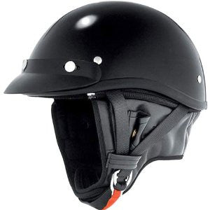 Skid Lid Solid Classic Touring Harley Cruiser Motorcycle Helmet - Black / Large
