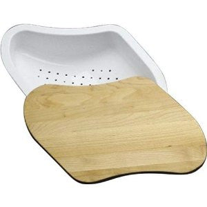 Kohler K-3292 Colander and Hardwood Cutting Board For Ravinia and Understone Sinks,