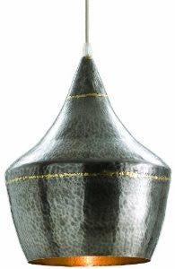 Arteriors 42414 Mason Wide Hammered Iron Pendant, Dark Silver