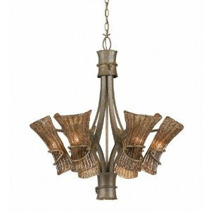 Triarch International 31533 Bali Collection 6-Light Chandelier, Tropical Bronze with Coffee Tinted Piastra Glass