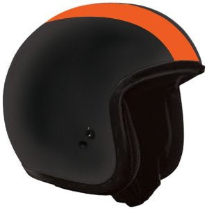 Hot Leathers Retro Orange Stripe Helmet (Black, Medium)