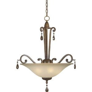 Forte Lighting 2390-04-41 4-Light Traditional Pendant, Rustic Sienna Finish with Shaded Umber Glass