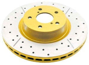 DBA DBA040X Street Series Gold Cross-Drilled and Slotted Front Vented Disc Brake Rotor