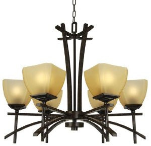 Yosemite Home Decor 94639-3-6VB Sentinel Chandelier with Amber Scavo Shades, 9-Light, Venetian Bronze