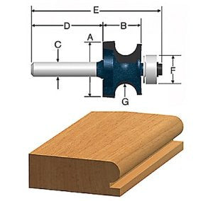 Bosch 85668M 1-1/4-Inch Diameter 7/8-Inch Cut Edge Beading Router Bit 1/4-Inch Shank