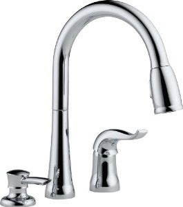 Delta 16970-SD-DST Single Handle Pull-Down Kitchen Faucet with Soap Dispenser, Chrome