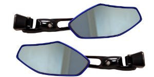 Yana Shiki RTU100JBL Anodized Black/Blue Billet Convex Universal Mirror for Street Bikes