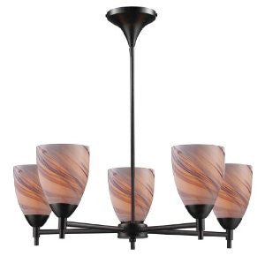 Elk 10155/5DR-CR Celina 5-Light Chandelier In Dark Rust and Creme Glass