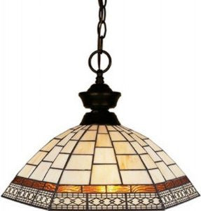 Z-Lite 100701BRZ-Z14-6 One Light Pendant, Metal Frame, Bronze Finish and Multi Color Tiffany Shade of Glass Material