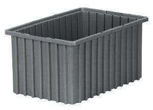 Akro-Mils 33168 Akro-Grid Slotted Divider Plastic Tote Box, 16-1/2-Inch Length by 10-7/8-Inch Width by 8-Inch Height, Case of 6, Grey