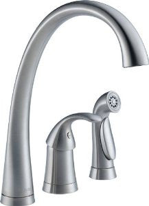 Delta Faucet 4380-AR-DST Pilar Single Handle Kitchen Faucet with Spray, Arctic Stainless