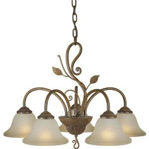 Forte Lighting 2483-05-41 5-Light Traditional Chandelier, Rustic Sienna Finish with Shaded Umber Glass
