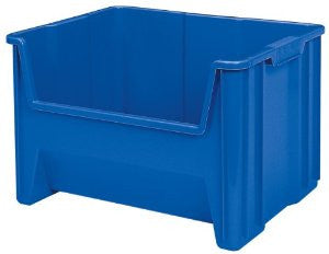 Akro-Mils 13017 Stak-N-Store Stacking Hopper Front Plastic Storage Bin, Blue, Case of 3