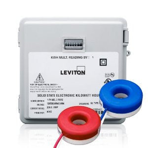 Leviton MO240-1SW Outdoor Surface Mount Mechanical Counter 120/208/240V 2P3W 100A with 2 Solid Core CTs Mini Meter Kit