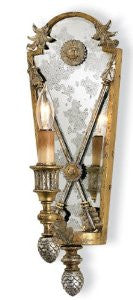 Currey and Company 5028 Napoli 1-Light Wall Sconce, Gold Leaf and Majestic Silver Leaf Finish