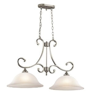Kichler Lighting 43160NI Monroe 2-Light Island Pendant, Brushed Nickel Finish with Satin Etched Glass