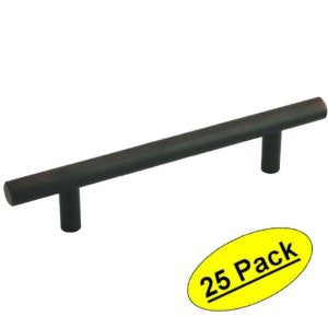 Cosmas 305-128ORB Oil Rubbed Bronze Cabinet Hardware Euro Style Bar Handle Pull - 5" (128mm) Hole Centers, 7-3/8" Overall Length, 25-Pack