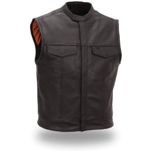 First Manufacturing Men's Concealed Snaps Collar Clean Look Vest (Black, XXX-Large)