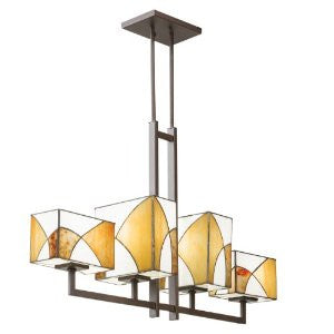 Kichler Lighting 65373 Elias 4-Light Linear Pendant, Olde Bronze Finish with Cut Stone Art Glass Shades