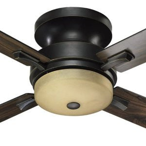 Quorum International 65524-95 Davenport 52-Inch Hugger Ceiling Fan, Old World Finish with Amber Scavo Glass and Walnut Blades
