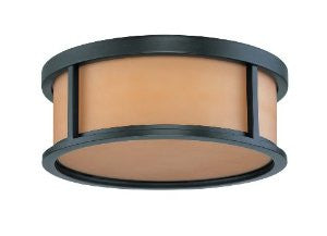 Nuvo Lighting 60/3833 Odeon Large Flush Drum, Parchment Glass, Aged Bronze