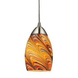 Elk Lighting 10089/1RV Mini Vortex 1-Light Pendant with Rainbow Glass Shade, 4 by 7-Inch, Satin Nickel Finish