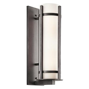 Kichler Lighting 49119AVI FL Camden 11-Inch High Light Fluorescent Outdoor Wall Lantern, Anvil Iron with Opal-Etched Glass