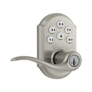 Kwikset 911 SmartCode Electronic Deadbolt w/Tustin Lever featuring SmartKey in Satin Nickel