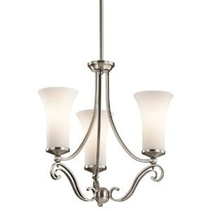 Kichler Lighting 42700CLP Wickham 3-Light Chandelier, Classic Pewter Finish with Satin Etched Cased Opal Glass