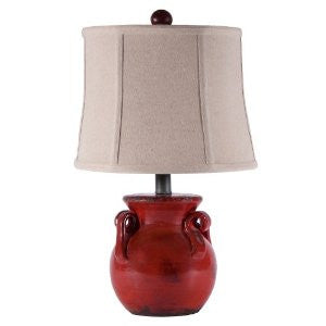 Small Red Handled Pottery Table Lamp