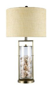 Dimond D1978 15-Inch Width by 29-Inch Height Millisle Table Lamp in Antique Brass and Clear Glass with Shells Inside